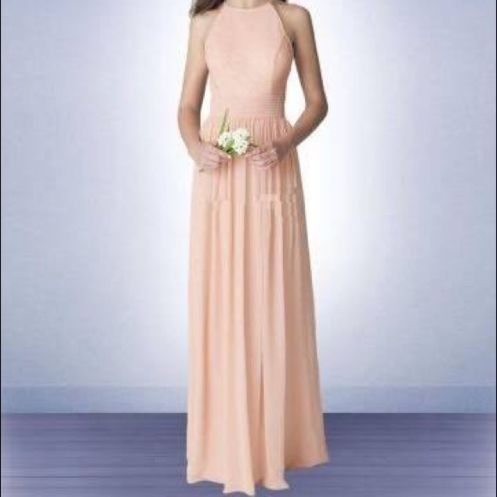 Bill Levkoff Sequin Halter Bridesmaid Gown Blush